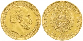 Preußen
Wilhelm I., 1861-1888
20 Mark 1887 A. prägefrisch/fast Stempelglanz
