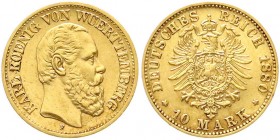 Württemberg
Karl, 1864-1891
10 Mark 1880 F. fast vorzüglich