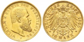 Württemberg
Wilhelm II., 1891-1918
10 Mark 1905 F. gutes vorzüglich aus Polierte Platte
