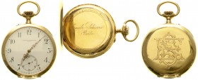 Taschenuhren
Herren-Taschenuhr, open face, VACHERON CONSTANTIN um 1905/1910. Gelbgold 750. Gravur des Uhrmachers R. Laurin in Bale, personalisiert fü...