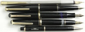 Sonstige
5 MONTBLANC Schreibgeräte: 3 X Füllfederhalter und 1 Füller, alle mit Spitzen aus Gold 585/1000, 1 Kugelschreiber.
Funktionen ungeprüft