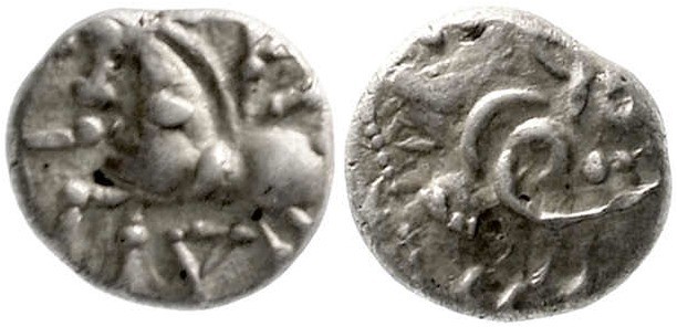 Gallische Kelten
Kaletedou, 1. Jh. v. Chr
Quinar 1. Jh. v. Chr. Kopf l./Pferd ...