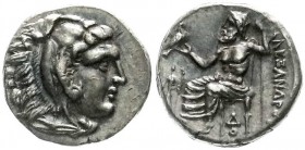 Makedonia
Königreich
Alexander III., der Große, 336-323 v. Chr
Drachme 328/323 v. Chr. Lampsakos. Unter Kalas oder Demarchos. Beizeichen Artemis Ph...