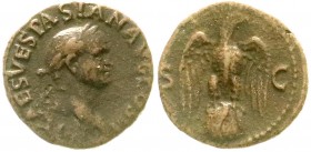 Kaiserzeit
Vespasian, 69-79
As 71. Bel. Kopf r./SC. Adler auf Globus.
sehr schön