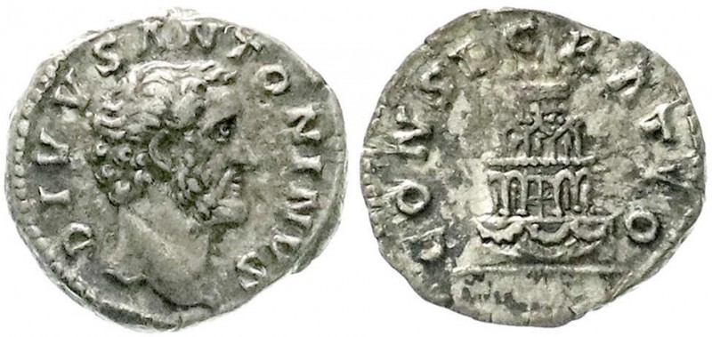 Kaiserzeit
Antoninus Pius, 138-161
Denar posthum. Drap. Brb. r./CONSECRATIO. S...