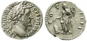 Kaiserzeit
Antoninus Pius, 138-161
Denar 158/159. Bel. Kopf r./COS IIII. Pietas steht l., opfert mit Patera am Altar.
vorzüglich
