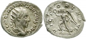 Kaiserzeit
Trajan Decius, 249-251
Antoninian 249/251. Drap. Büste mit Strahlenbinde r./VICTORIA AVG. Victoria geht l.
vorzüglich