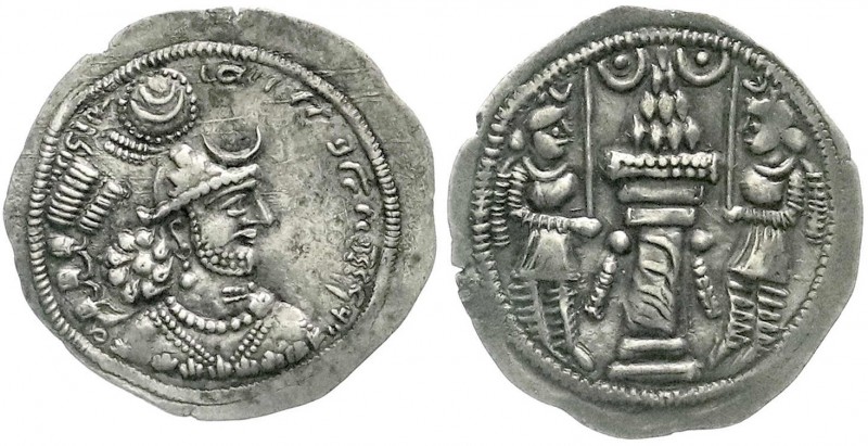 Sassaniden
Yazdgard I., 399-420
Drachme, ungeklärte Münzstätte. sehr schön