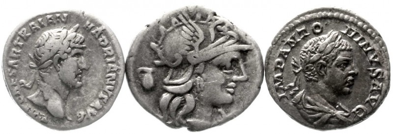 Römer
allgemein
3 Stück: Denare Sextus Pompeius Faustulus, Hadrian und Elagaba...