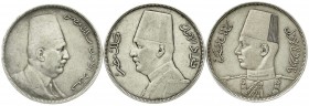 Ägypten
Lots
3 X 20 Piaster Silber: 1923, 1929 und 1939. sehr schön, teils kl. Randfehler