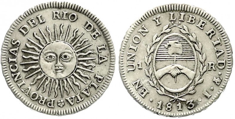 Argentinien-Rio de la Plata
Provinz, 1813-1835
Real 1813 PTS J, Potosi. gutes ...