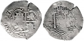 Bolivien
Philippe IV. 1621-1665
8 Reales Schiffsgeld 1657, Potosi. sehr schön, Schrötlingsriß
