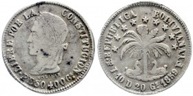 Bolivien
Republik, seit 1825
8 Soles 1859 PTS FJ. sehr schön, kl. Flecken, kl. Kratzer