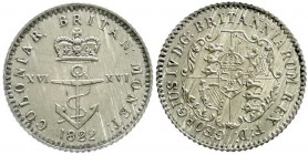Britisch Westindien
1/16 Dollar 1822. vorzüglich/Stempelglanz aus Erstabschlag