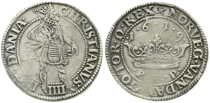 Dänemark
Christian IV., 1588-1648
Krone 1619, Helsingör.
sehr schön, leichte ...