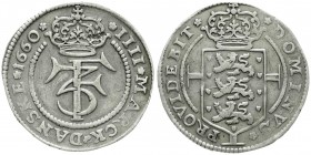 Dänemark
Frederik III., 1648-1670
1 Krone = 4 Mark 1660. sehr schön, kl. Randfehler