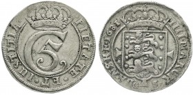 Dänemark
Christian V., 1670-1699
4 Mark/Krone 1681 GS. gutes sehr schön