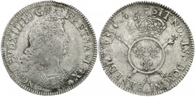 Frankreich
Ludwig XIV., 1643-1715
Ecu aux insignes 1701 A, Paris. Überprägespuren, erhabene Randschrift.
sehr schön