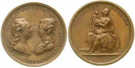 Frankreich
Ludwig XVI., 1774-1793
Bronzemedaille 1781, von B. Duvivier, auf die Geburt des Kronprinzen Louis Joseph Xavier François. Brustbilder Lou...