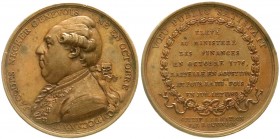 Frankreich
Ludwig XVI., 1774-1793
Bronzemedaille 1789, von B. Duvivier, auf seinen Finanzminister Jacques Necker (*1732, †1804). 42 mm. Médailles Fr...