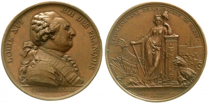 Frankreich
Ludwig XVI., 1774-1793
Bronzemedaille 1789, von B. Duvivier, auf de...