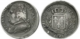 Frankreich
Ludwig XVIII., 1814, 1815-1824
5 Francs 1814 Q, Perpignan. Dezentriert.
sehr schön, schöne Patina, in dieser Form sehr selten
Dezentrie...