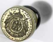 Frankreich
Napoleon III., 1852-1870
Petschaft (Siegelstempel) des Notars Louis Valle. Messing, Durchmesser 34 mm, Holzgriff, Gesamthöhe 131 mm.
vor...