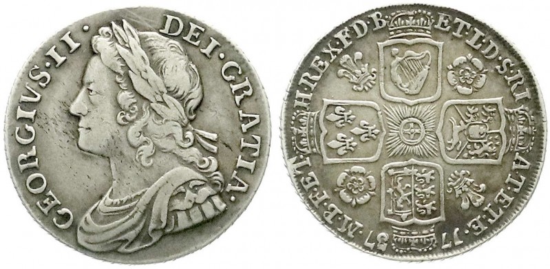 Großbritannien
George II., 1727-1760
Shilling 1737 (3 über 5), roses and plume...