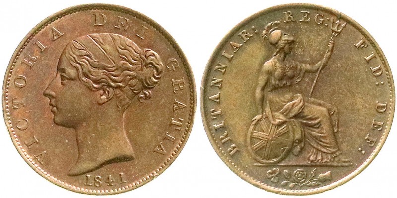 Großbritannien
Victoria, 1837-1901
Kupfer Halfpenny 1841. vorzüglich