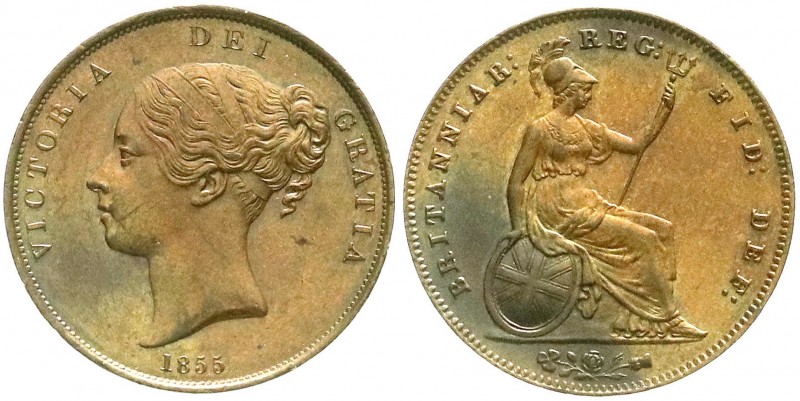 Großbritannien
Victoria, 1837-1901
Kupfer Penny 1855. vorzüglich, kl. Kratzer...