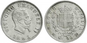 Italien
Vittorio Emanuele II., 1861-1878
50 Centesimi 1863 M BN.
gutes vorzüglich, selten