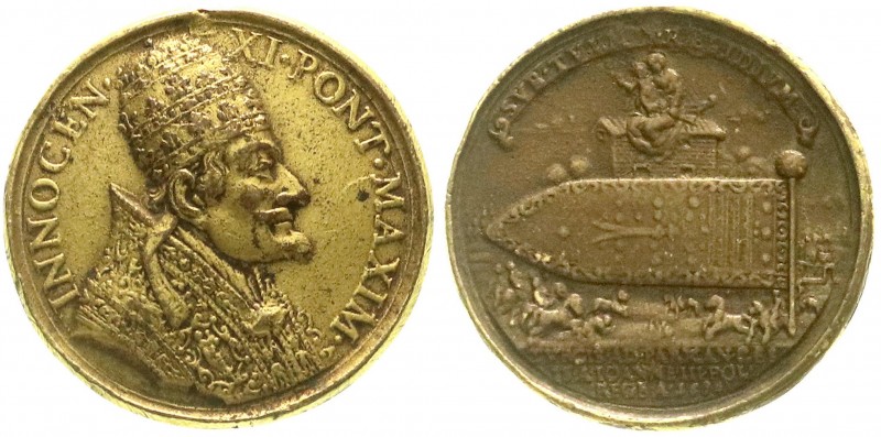 Italien-Kirchenstaat
Innocenz XI., 1676-1689
Altvergoldete Bronzemedaille 1684...
