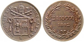 Italien-Kirchenstaat
Gregor XVI., 1831-1846
1 Baiocco 1842 R. fast Stempelglanz, herrliche Tönung, selten