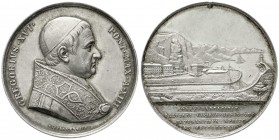 Italien-Kirchenstaat
Gregor XVI., 1831-1846
Silbermedaille Anno XIII = 1843 von Girometti. Brb. r./Hafen von Terracina. 43 mm; 33,31 g.
sehr schön/...