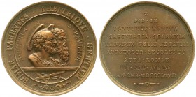 Italien-Kirchenstaat
Pius IX., 1846-1878
Bronzemedaille o. Sign. 1867 auf die 18. Säcularfeier des Märtyrertodes von Petrus und Paulus. Nimb. Brb. b...