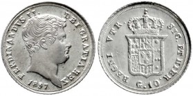 Italien-Neapel
Ferdinand II., 1830-1859
10 Grana 1837. vorzüglich/Stempelglanz, leicht justiert