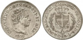 Italien-Sardinien
Carlo-Felice, 1821-1831
50 Centesimi 1827, Anker. Genua. fast Stempelglanz, leicht justiert, sehr selten in dieser Erhaltung