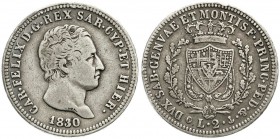 Italien-Sardinien
Carlo-Felice, 1821-1831
2 Lire 1830, Turin. schön/sehr schön