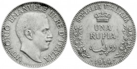 Italien-Somaliland
Viktor Emanuel III., 1905-1944
Rupie 1914 R. fast vorzüglich