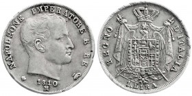 Italien-unter Napoleon
Napoleon I., 1804-1814
1 Lira 1810 M Mailand. sehr schön, Randfehler