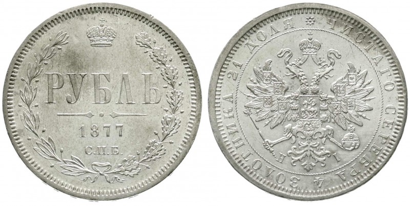 Russland
Alexander II., 1855-1881
Rubel 1877, St. Petersburg. fast Stempelglan...