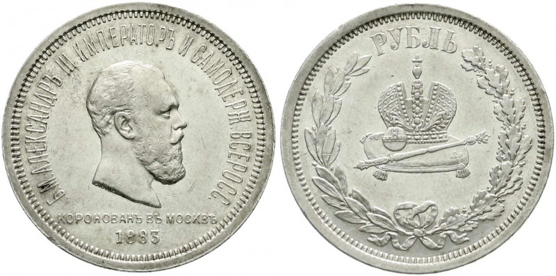 Russland
Alexander III., 1881-1894
Krönungsrubel 1883. gutes vorzüglich aus EA...