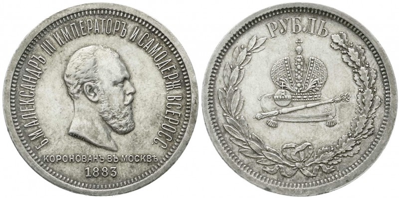 Russland
Alexander III., 1881-1894
Krönungsrubel 1883. vorzüglich, kl. Randfeh...