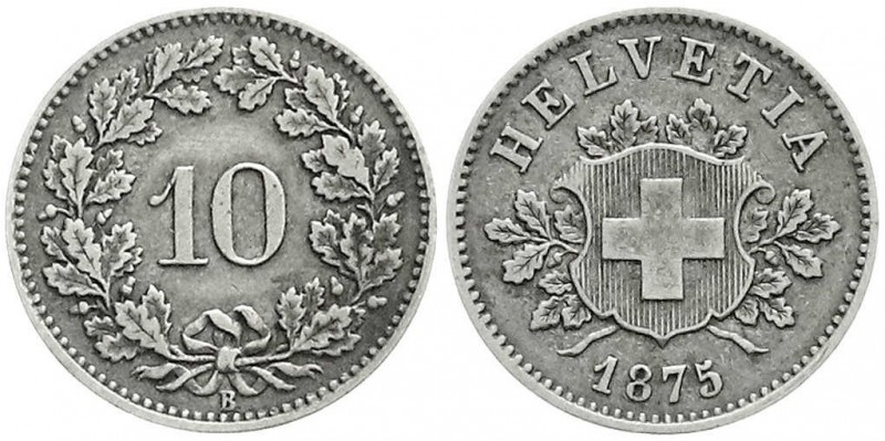 Schweizerische Eidgenossenschaft
10 Rappen 1875 B. gutes sehr schön, selten