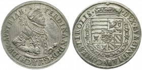 Haus Habsburg
Erzherzog Ferdinand II., 1564-1595
Reichstaler o.J. Hall. Var. Harnisch mit 3 Reihen kl. Blümchen. Zepter zeigt auf A.
vorzüglich, le...