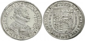 Haus Habsburg
Rudolf II., 1576-1612
Reichstaler 1610, Hall.
fast Stempelglanz, winz., min. Walzenspuren, sehr selten in dieser Erhaltung
