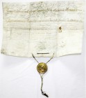 Haus Habsburg
Josef II., 1780-1790
Pergament-Urkunde o.J.(ab 1786). Chirurgen-Diplom, ausgestellt in Wien "anno mense, die et supra" ("über Jahr, Mo...