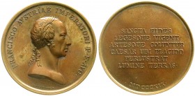 Haus Habsburg
Franz II.(I.), 1792-1835
Bronzemedaille 1819 von Harnisch, a.s. glückliche Regierung. Brb. n.r./Schrift. 51 mm.
gutes vorzüglich