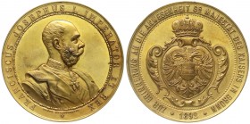 Haus Habsburg
Franz Joseph I., 1848-1916
Vergoldete Bronzemedaille 1892 v. Christlbauer, Prag, auf seinen Besuch von Brünn. 54 mm.
vorzüglich, Prüf...