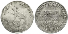 Anhalt-Bernburg
Victor Friedrich, 1721-1765
2/3 Taler 1742 IIG. sehr schön, gewellt